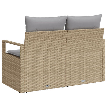 2-Zits Tuinsofa Met Kussens Poly Rattan Beige en Grijs zonder opslag