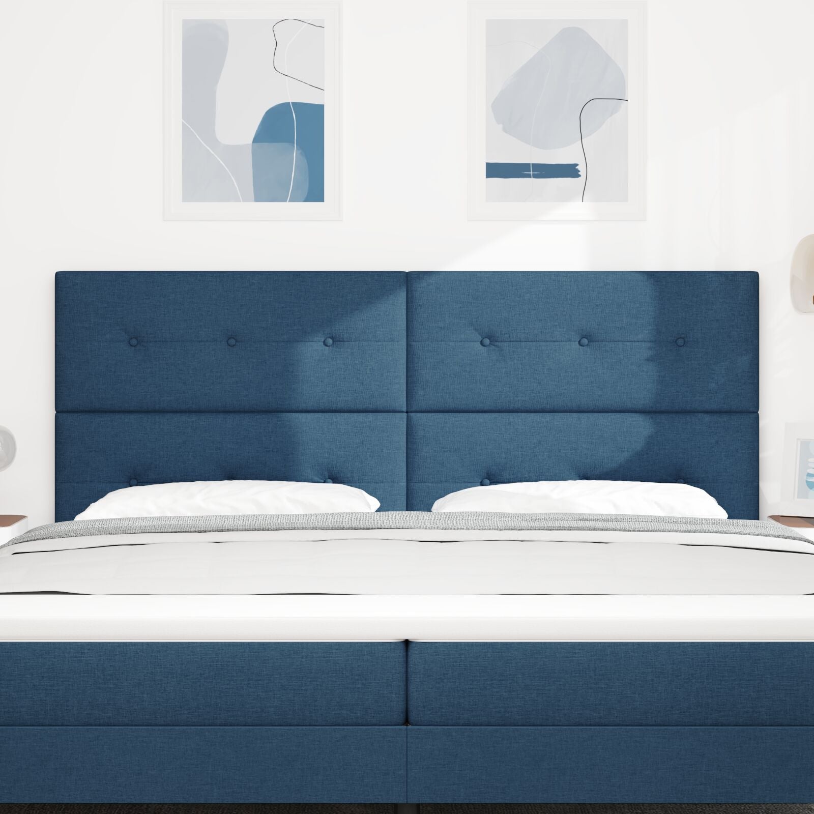 Hoofdbord Knop Ge Tuft Stof Blauw 200 cm Hoog hoofdbord