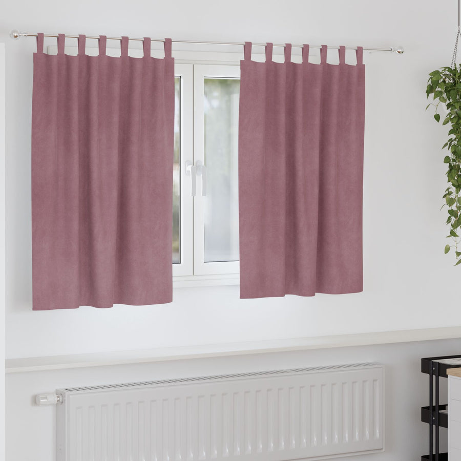Blackout Gordijnen Met Hanglussen 2 Stuks Donker Roze Velvet Donkerroze 140 x 140 cm met ophanglussen