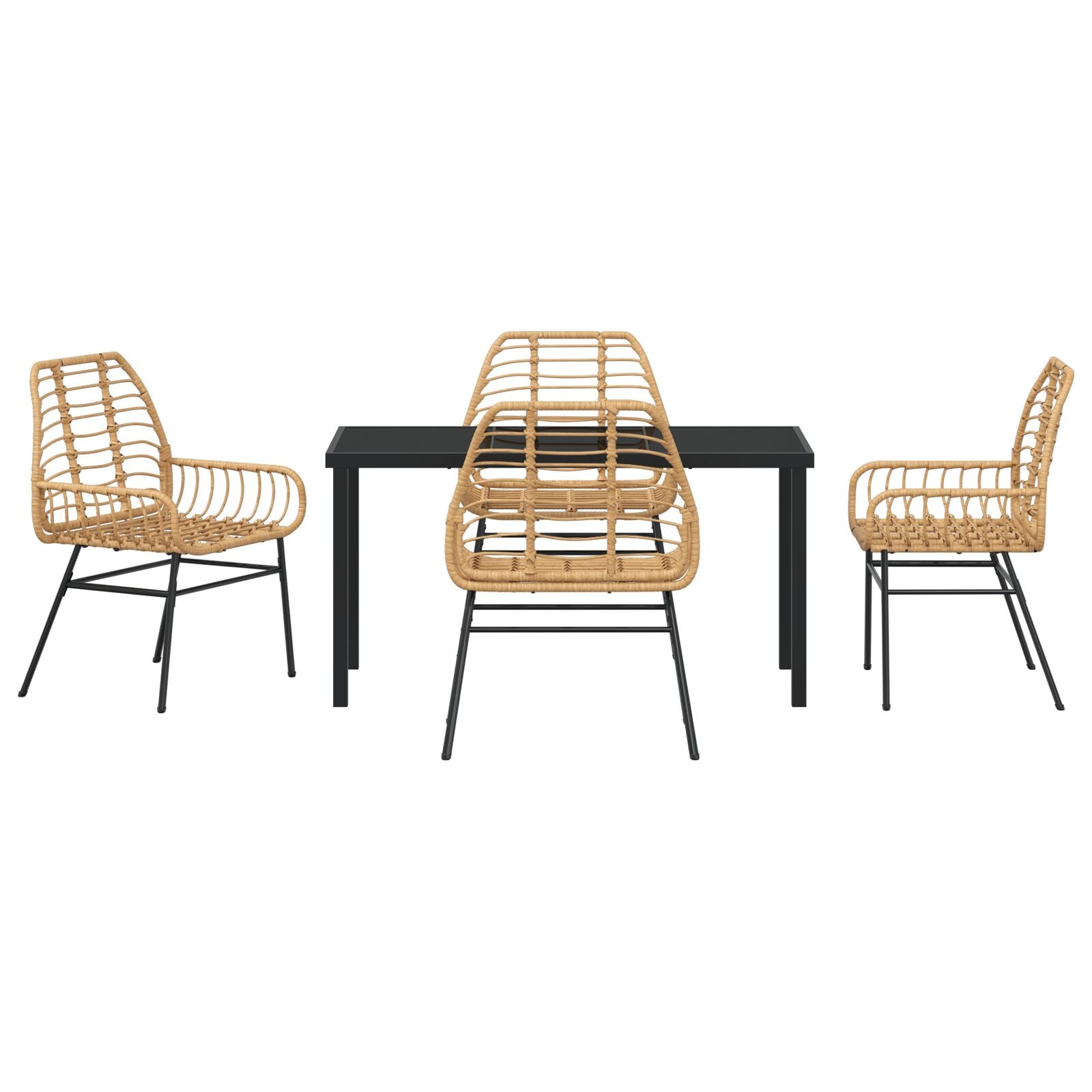 5-Delig Tuin Eetset Bruin Poly Rattan