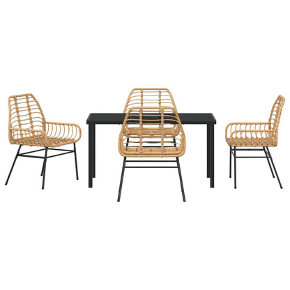 5-Delig Tuin Eetset Bruin Poly Rattan