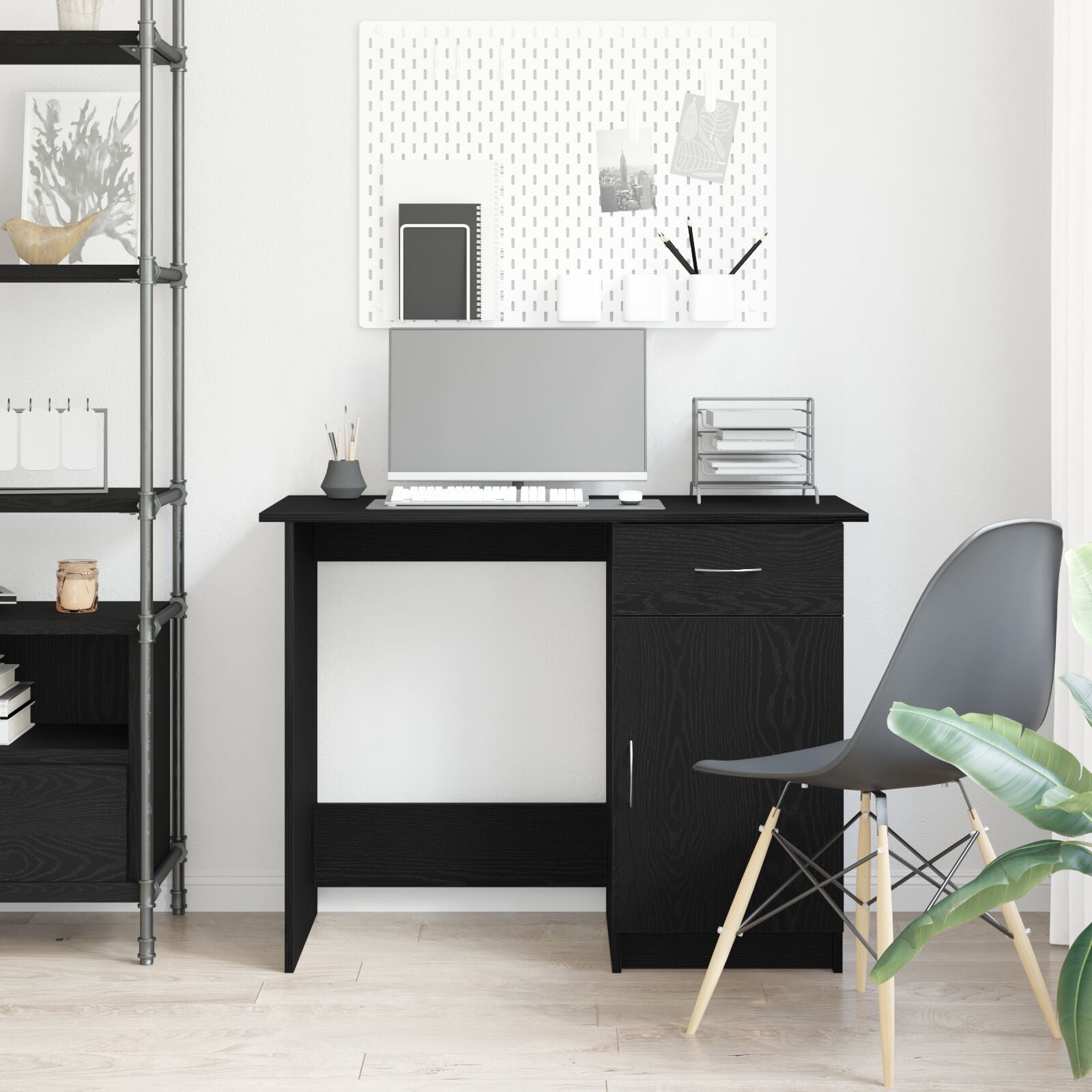 Bureau Zwart Eiken 100X50X76 Cm Enkel Hout