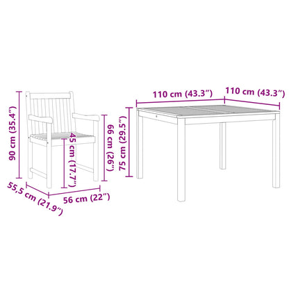 3-Delige Tuinset Van Massief Acaciahout 2-Zit Tafel lengte: 110 cm