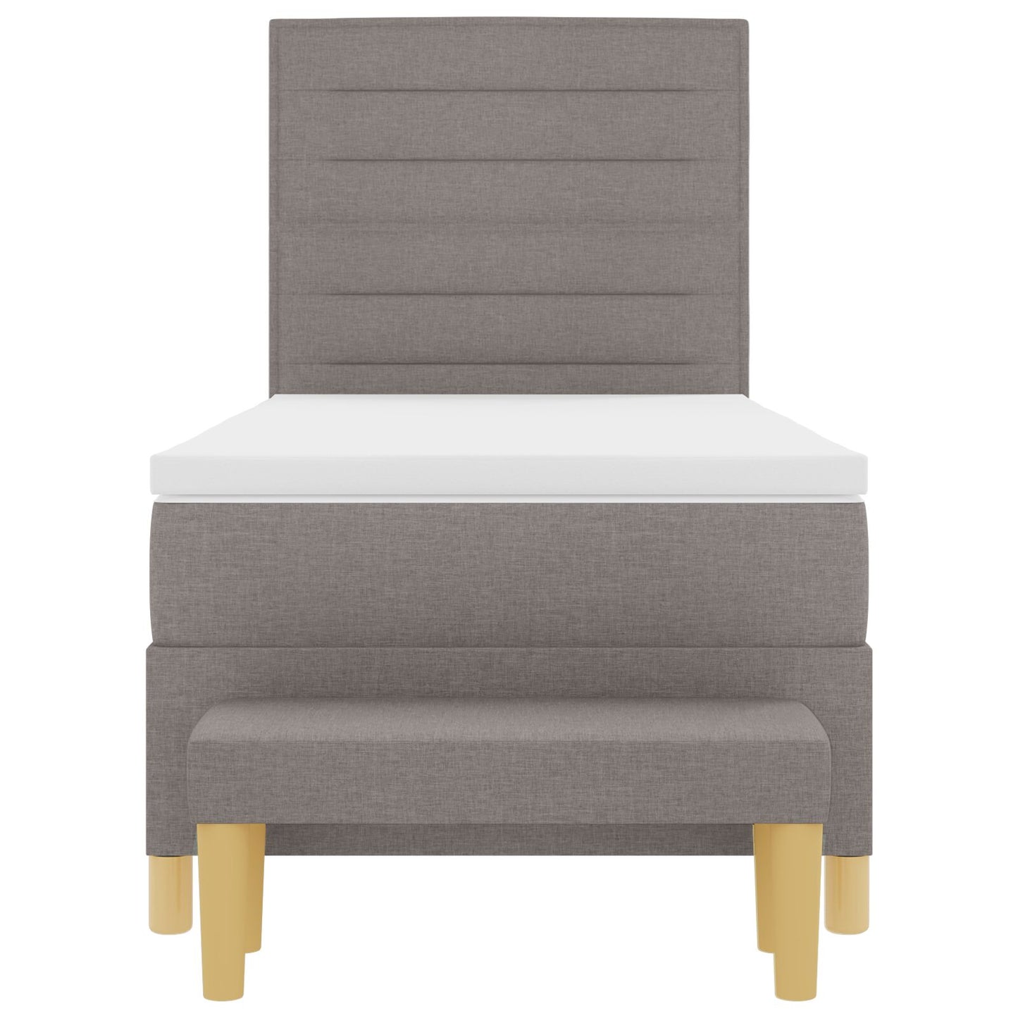 Boxspringbed Met Matras & Bank Stof Taupe 100 x 200 cm Lijnen ontwerp