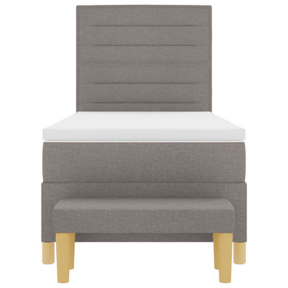Boxspringbed Met Matras & Bank Stof Taupe 100 x 200 cm Lijnen ontwerp