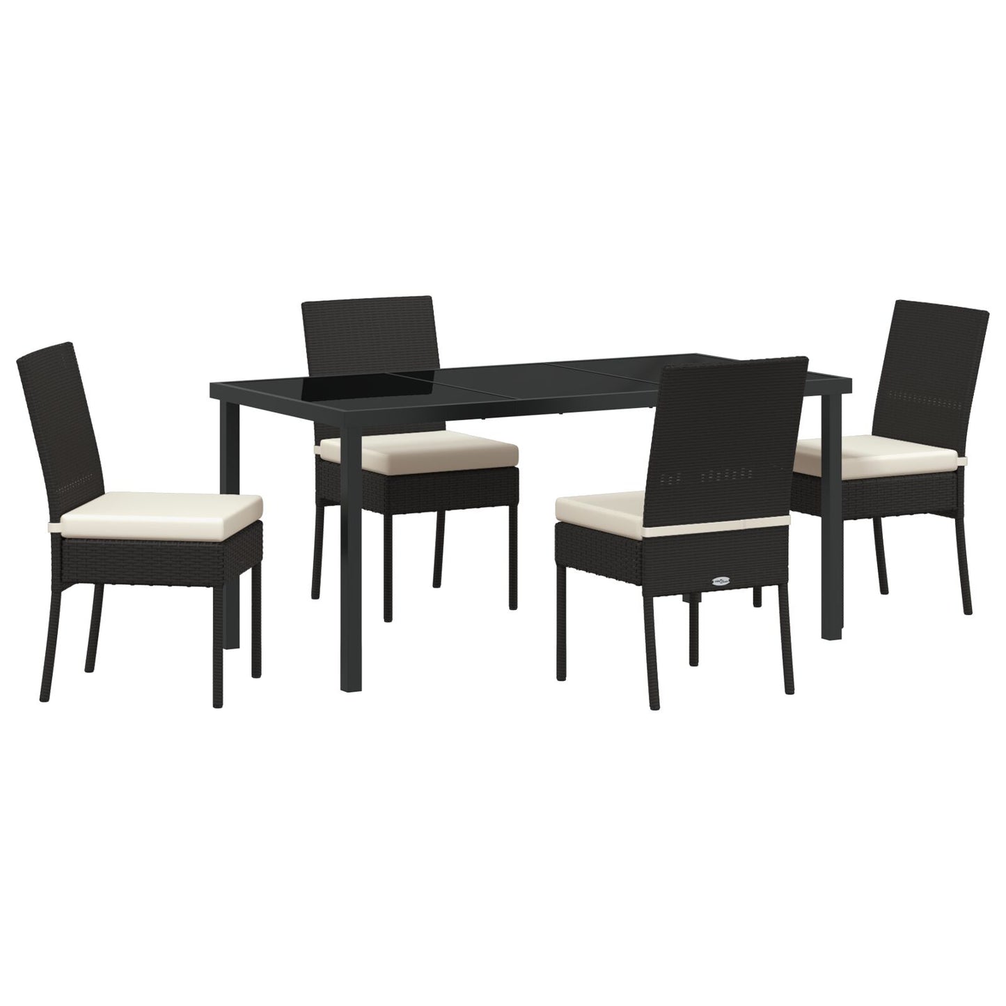 5-Delige Tuin Eetset Zwart Poly Rattan