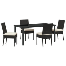 5-Delige Tuin Eetset Zwart Poly Rattan