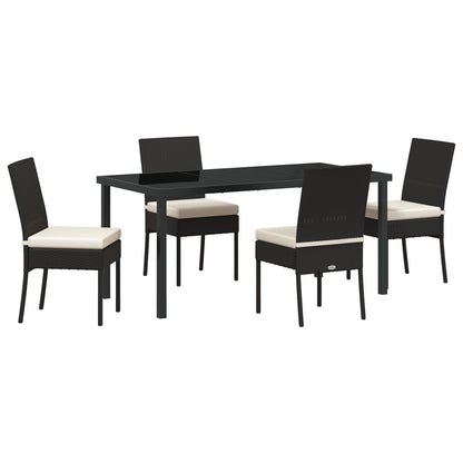 5-Delige Tuin Eetset Zwart Poly Rattan