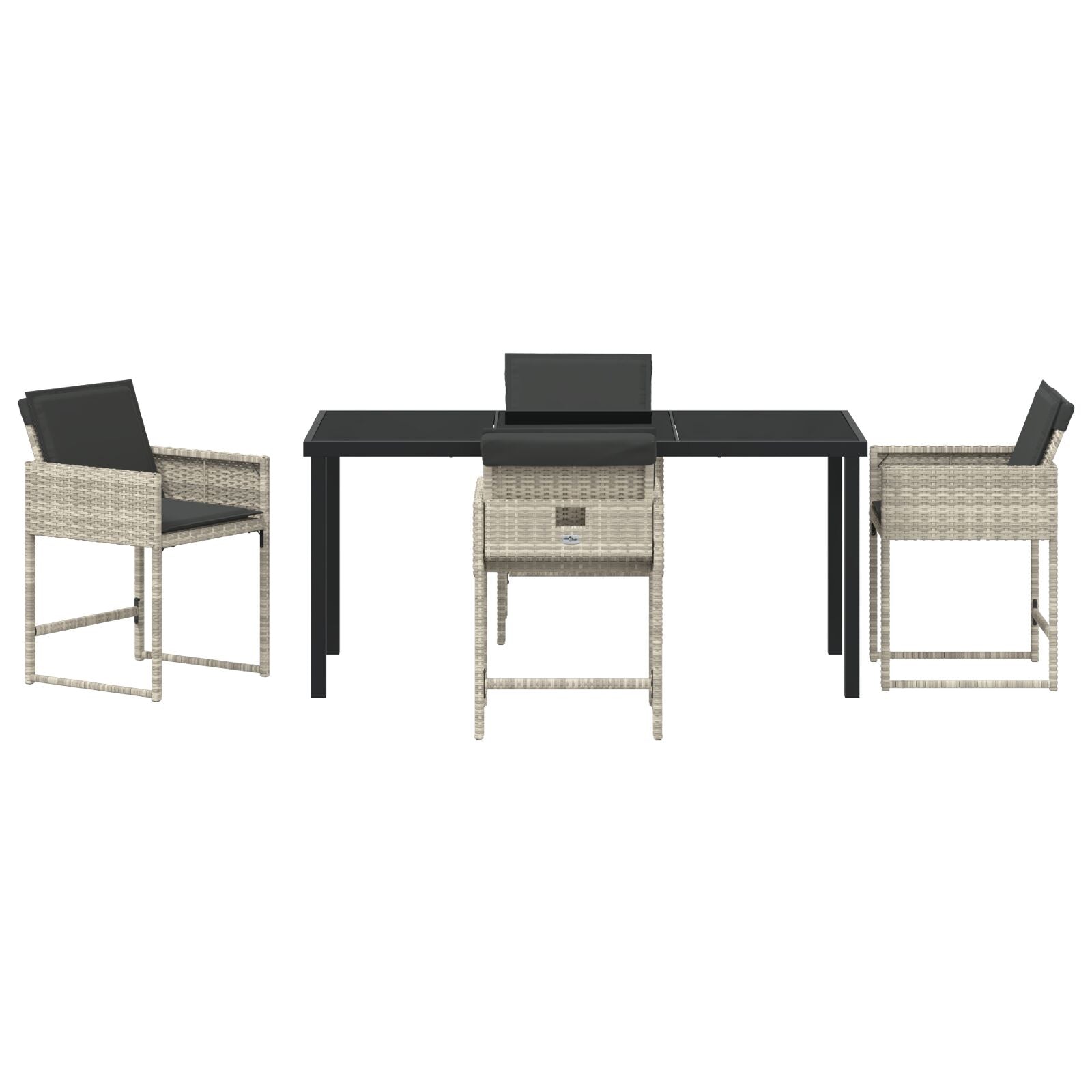 5-Delige Tuinset Met Kussens Lichtgrijs Poly Rattan