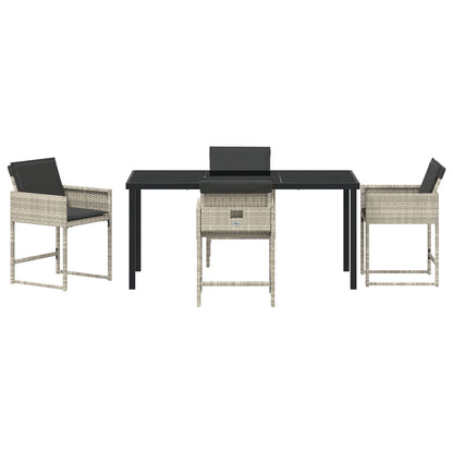 5-Delige Tuinset Met Kussens Lichtgrijs Poly Rattan