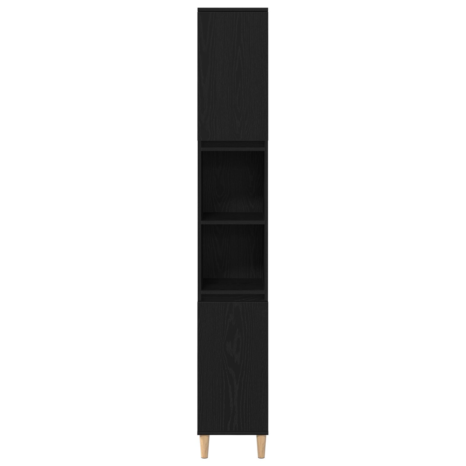 Badkamerkast Zwart Eiken 30X30X190 Cm Houtmateriaal