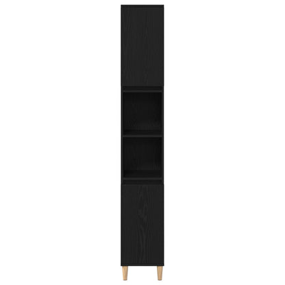 Badkamerkast Zwart Eiken 30X30X190 Cm Houtmateriaal