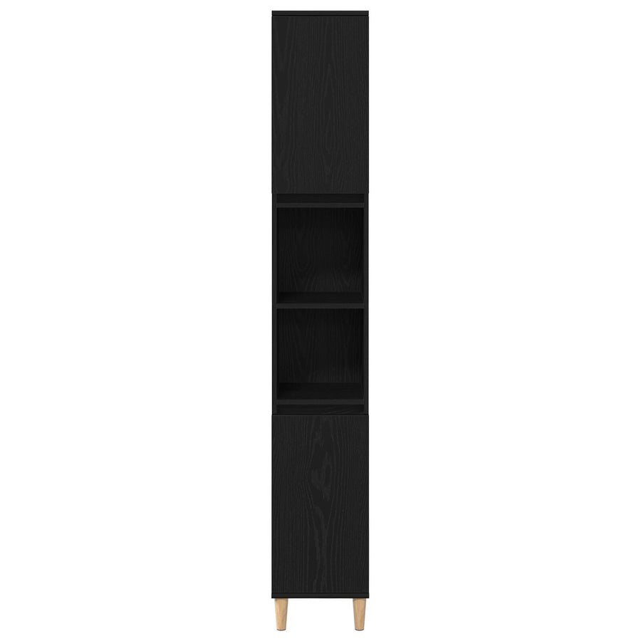 Badkamerkast Zwart Eiken 30X30X190 Cm Houtmateriaal
