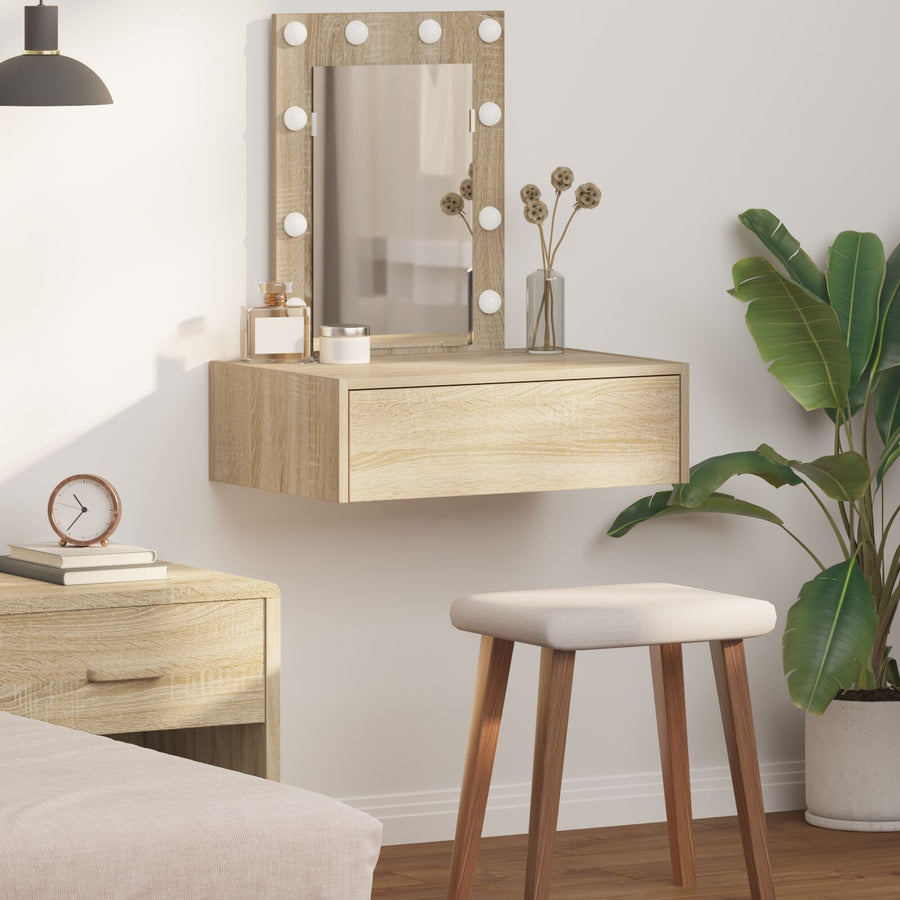 Wandgemonteerde Kaptafel Verlichting 60 x 40 x 70 cm Sonoma eiken met LED