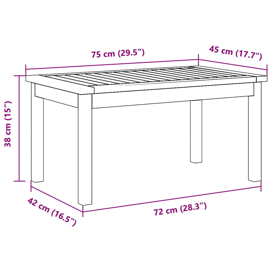 75X40X38 Cm Massief Acaciahout zonder kussen Salontafel