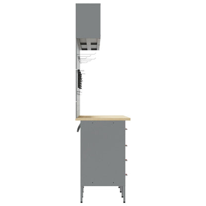 10-Delige Werkcabinet En Pegboard Set Mdf En Metaal 4x (84 cm) Zwart 4x kast + 4x pegboard + 2x kast met deur