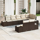 Loungeset 8 personen poly rattan bruin crème