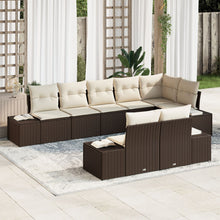 8-Delige Tuin Sofaset Met Kussens Poly Rattan Bruin en crème zonder tafel