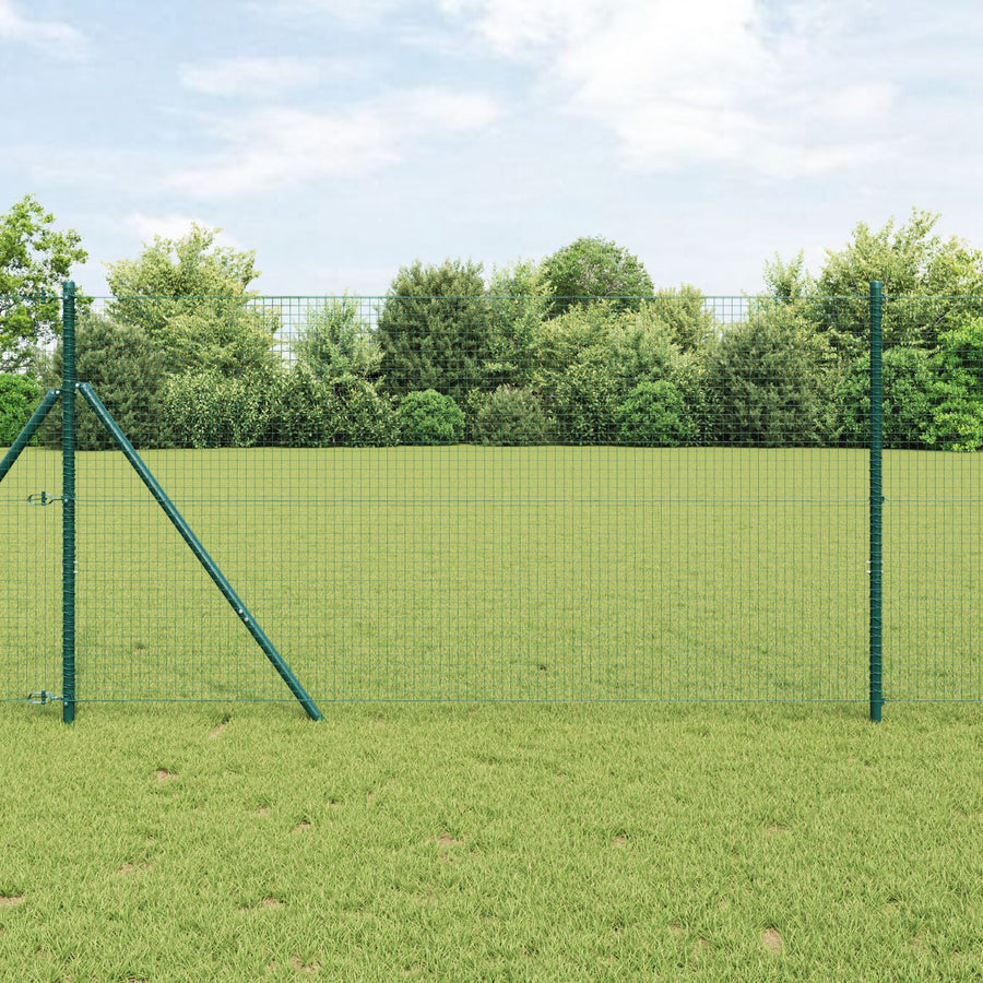 Gelaste Draadhek Met 13 Palen Groen 1.2X25 M Staal Gegalvaniseerd Staal