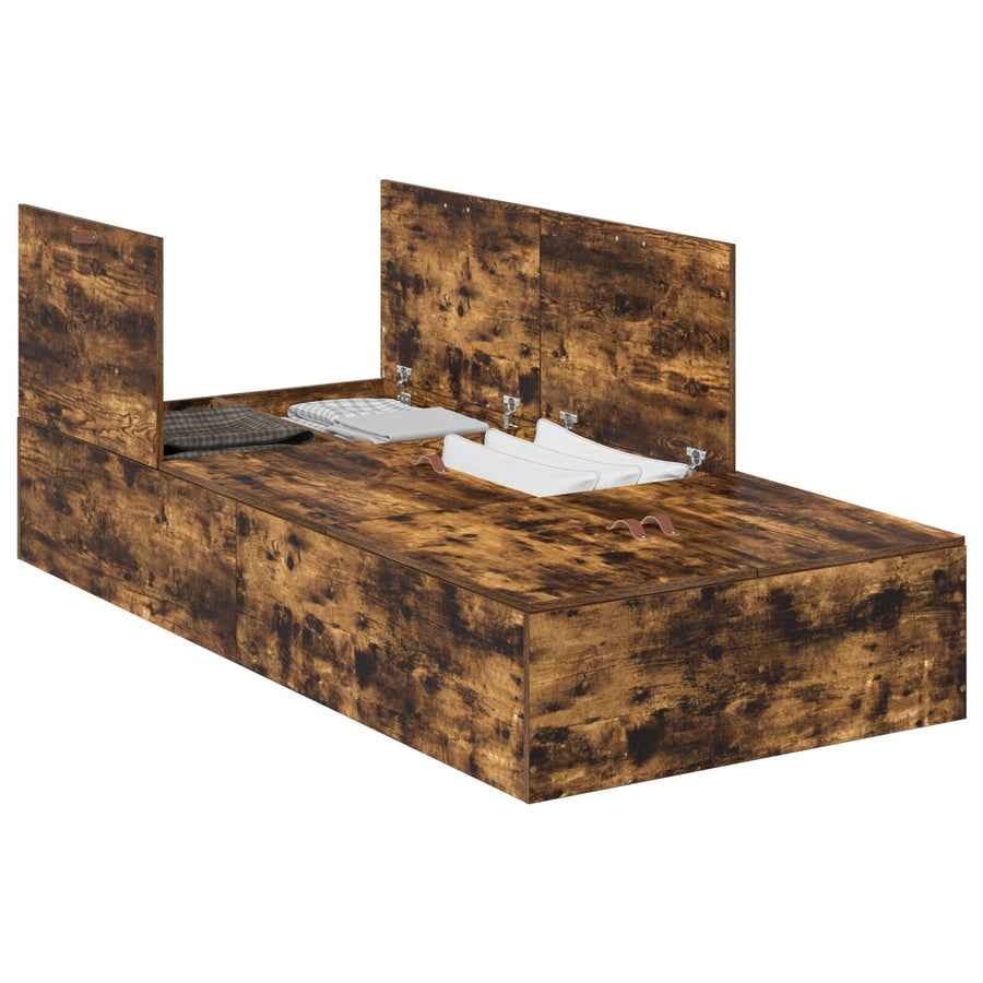 Opbergbedframe Gerookt Eiken 100 x 200 cm