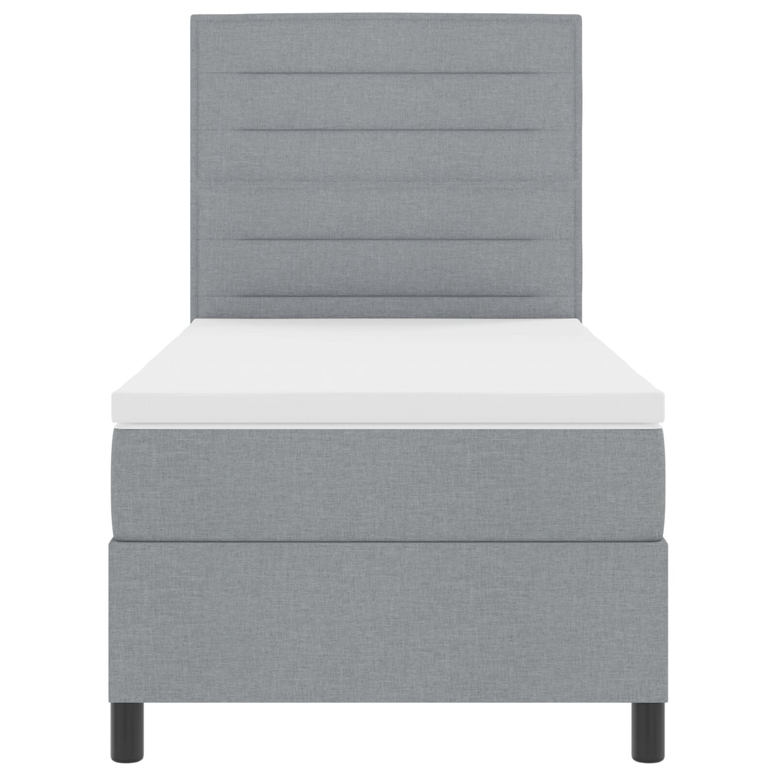 Boxspringbed Met Matras Stof Lichtgrijs 100 x 200 cm Lijnen ontwerp