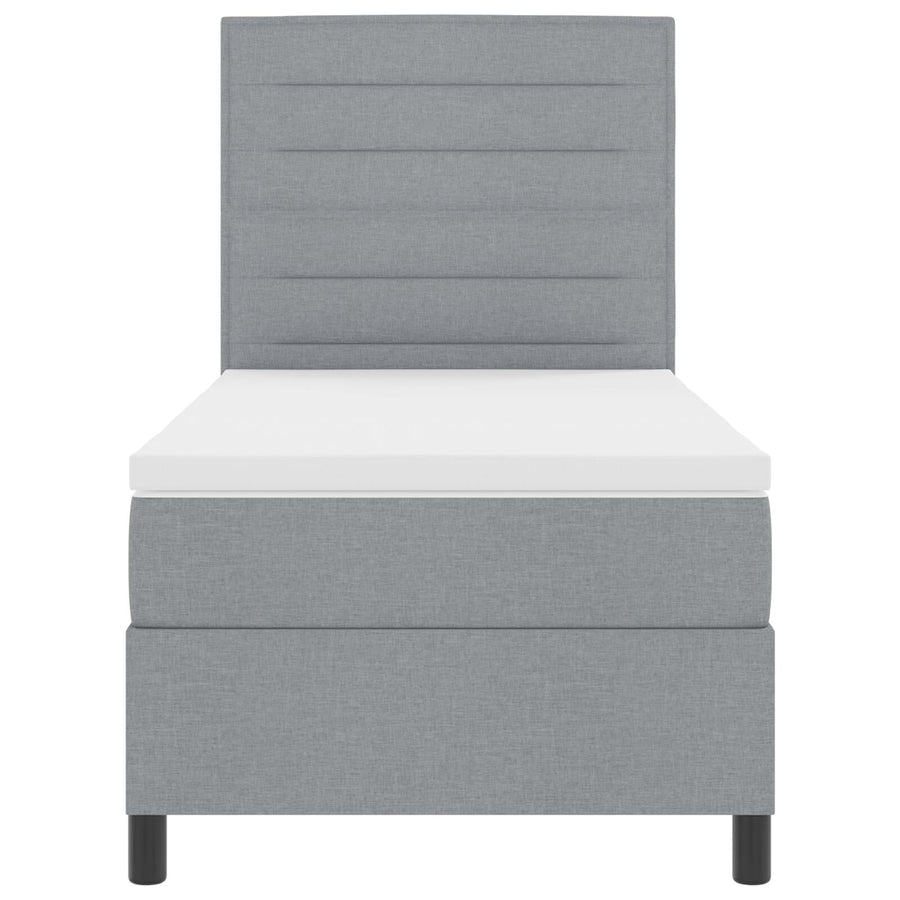 Boxspringbed Met Matras Stof Lichtgrijs 100 x 200 cm Lijnen ontwerp
