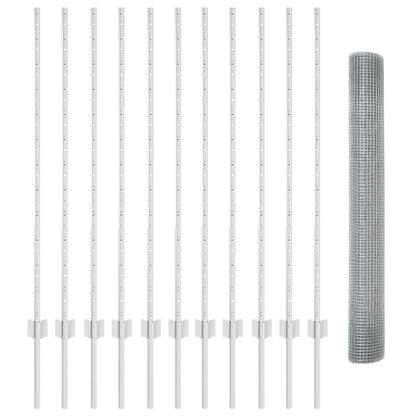 Gelaste Draadhek met 22 U Palen Zilver 1,2x25 m Staal