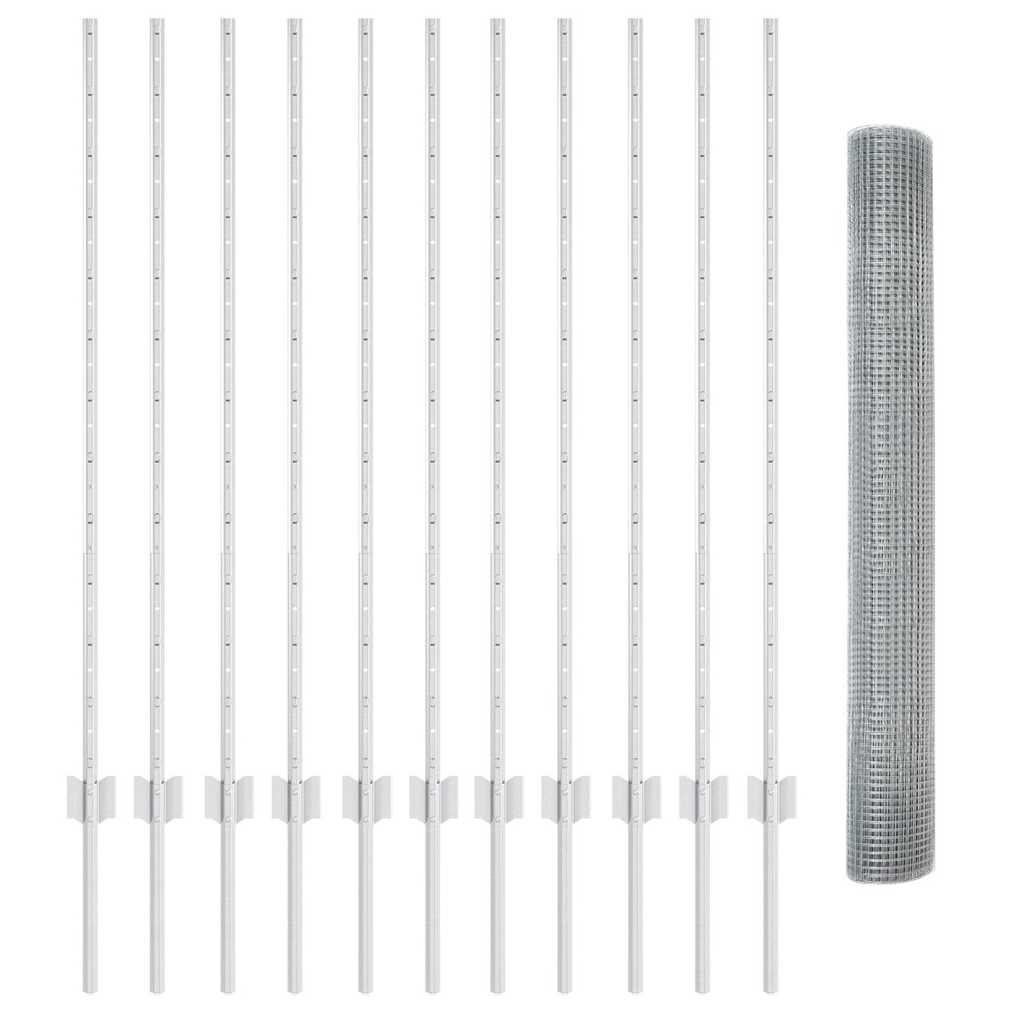 Gelaste Draadhek met 22 U Palen Zilver 1,2x25 m Staal