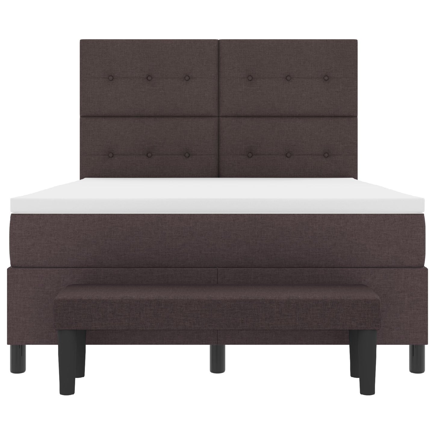 Boxspringbed Met Matras & Bank Stof Donkerbruin 140 x 200 cm Knop gestikt