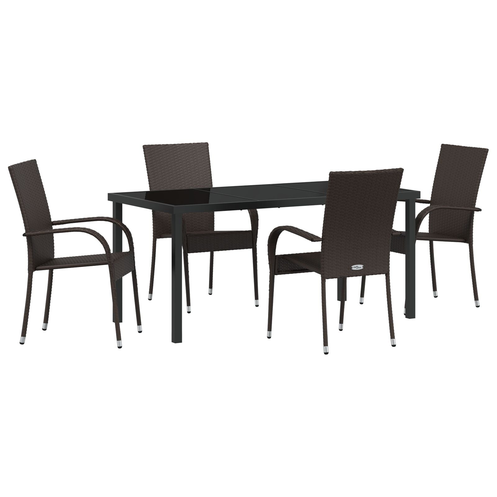 5-Delige Tuin Eetset Bruin Poly Rattan