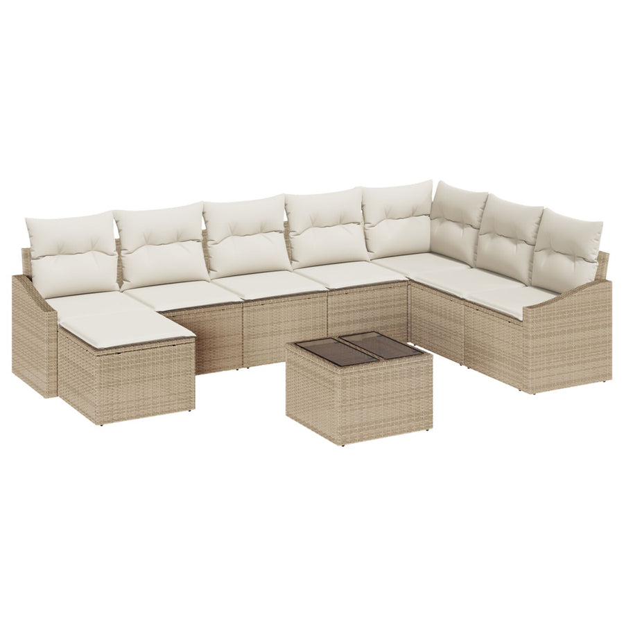 9-Delig Tuin Sofa Set Met Kussens Bruine Poly Rattan