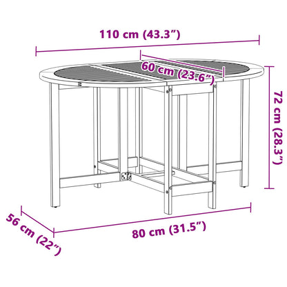 5-Delige Vlinder Tuin Eetset Vouwbaar Massief Acaciahout 110 cm Tafel + 4x stoelen
