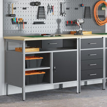 Werkbank Met Vergrendelbare Deur 100X55X85 Cm Staal Zwart en grijs