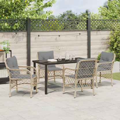 5-Delig Tuin Dining Set Met Kussens Beige Poly Rattan