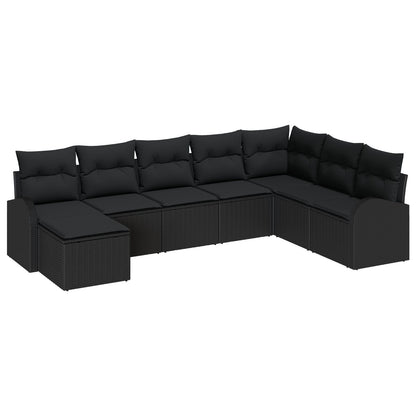 8-Delige Tuin Sofa Set Met Kussens Zwart Poly Rattan