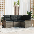 Garden Sofa Set with Cushions 4 pcs Grey Poly Rattan