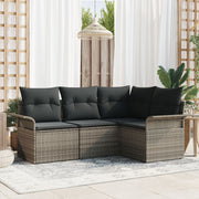 Tuinset poly rattan 4 personen grijs