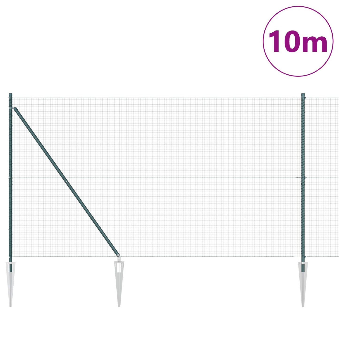 Gegalvaniseerd Draadhek Met 7 Spike Palen Groen 1.6X10 M Staal Gegalvaniseerd Staal