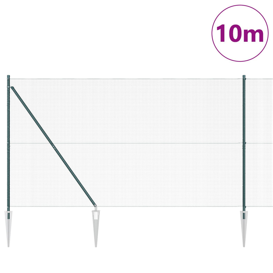 Gegalvaniseerd Draadhek Met 7 Spike Palen Groen 1.6X10 M Staal Gegalvaniseerd Staal