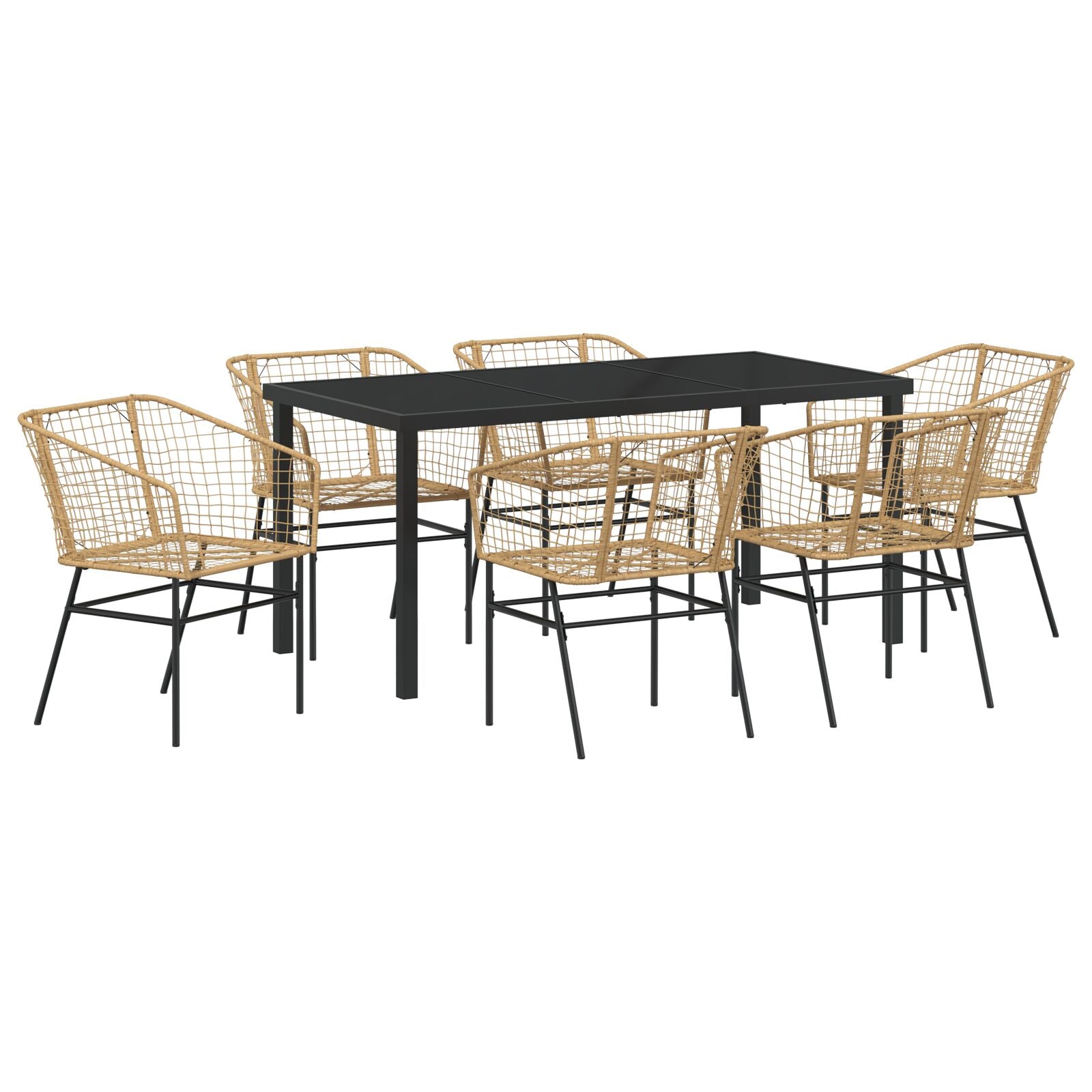 7-Delig Tuin Eetset Bruin Poly Rattan