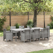 Tuin tafel 250x100x73 cm lichtgrijs poly rattan