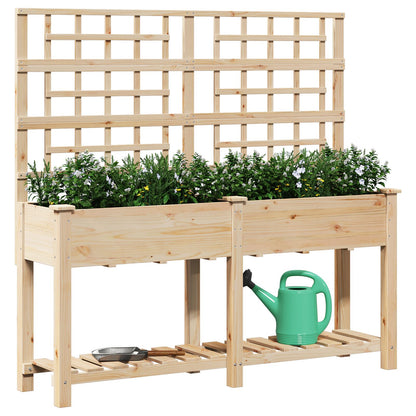 Tuinbak Met Trellis En Plank 161X43X152 Cm Massief Grenenhout 161 x 46 x 152.5 cm