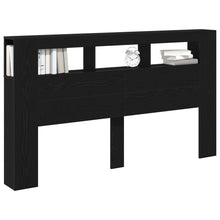 Opberghoofdbord Met Led-Verlichting Zwart Eiken 180X18,5X103,5 Cm