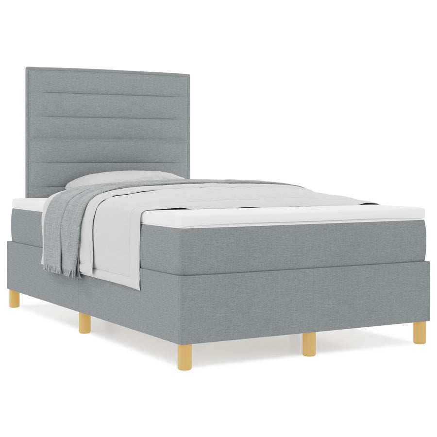 Boxspring Bed Met Matras Lichtgrijs 120X200 Cm Stof Blauw