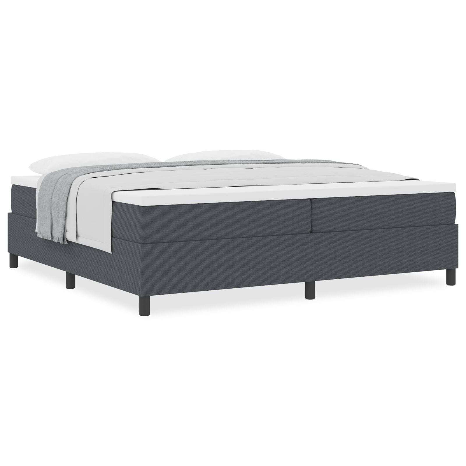 Boxspringbed Met Matras Donkergrijs 200X200 Cm Corduroy Stof