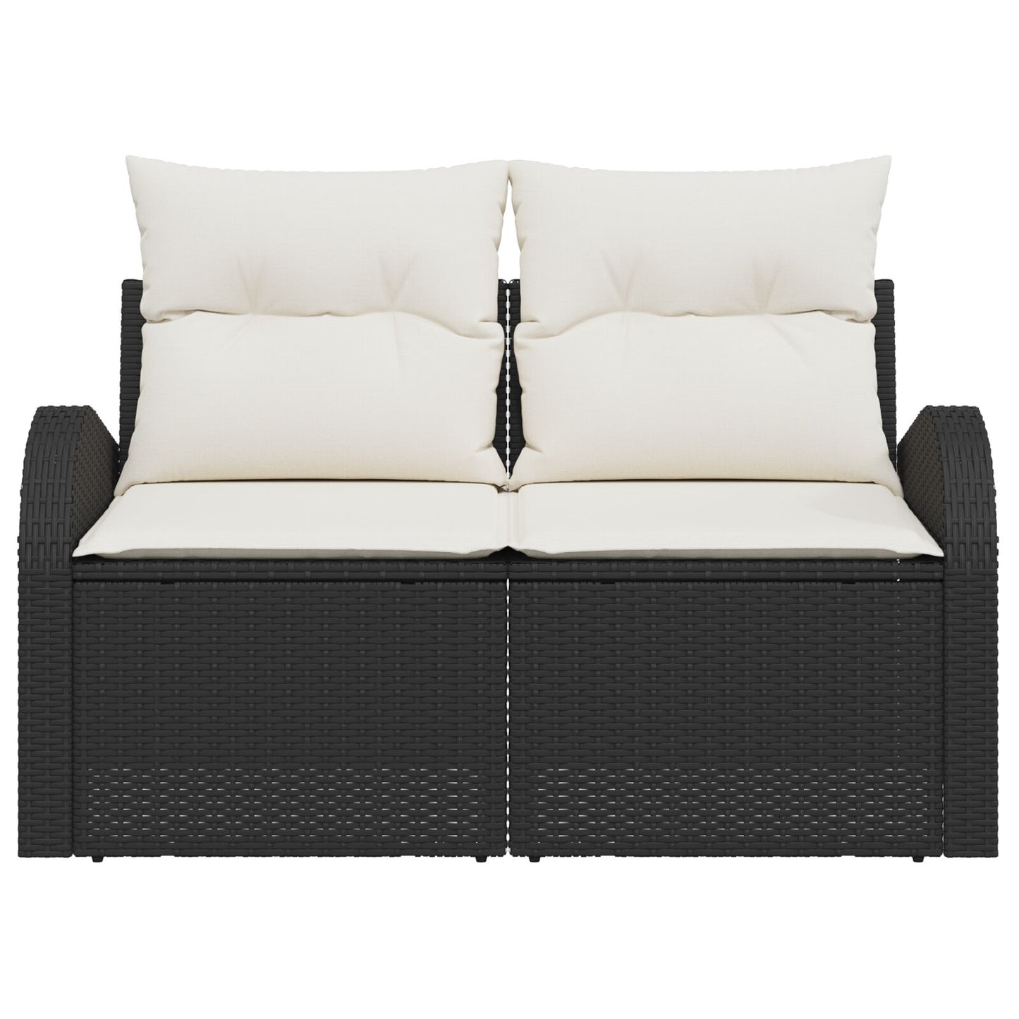 2-Persoons Tuin Sofa & Kussens Poly Rattan Zwart en crème met opslag