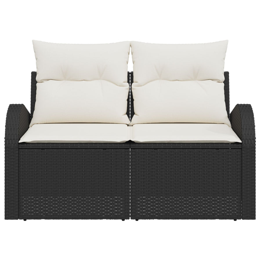 2-Persoons Tuin Sofa & Kussens Poly Rattan Zwart en crème met opslag