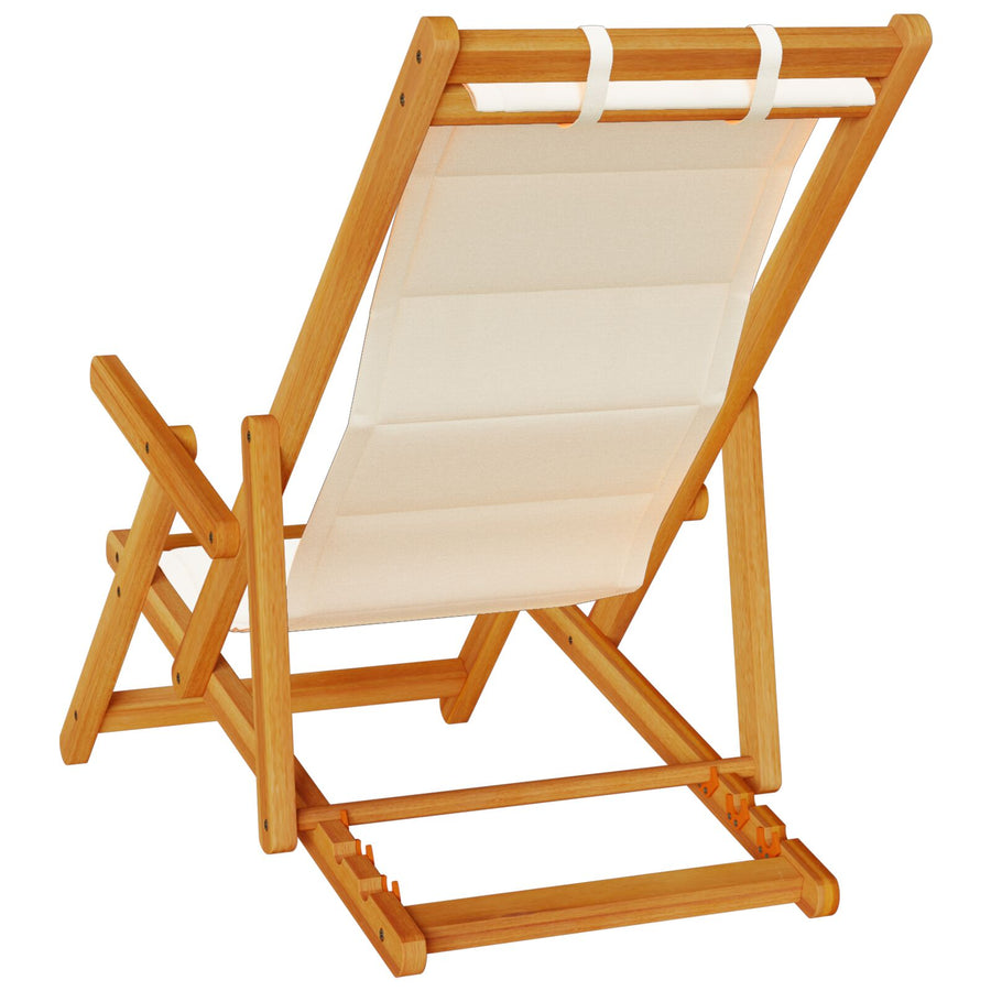 Vouwstrandstoelen 2 Stuks Massief Acaciahout & Textilene Crème