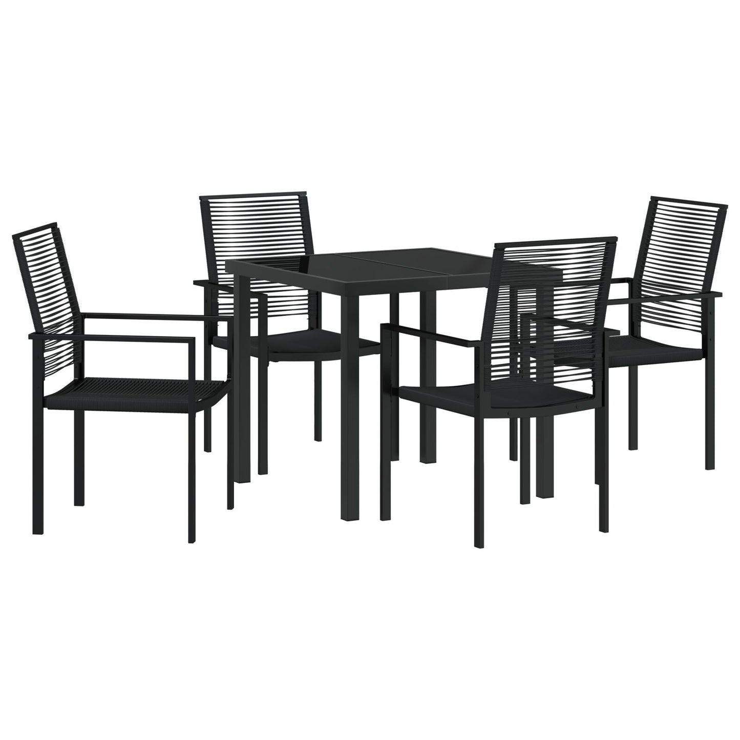 5-Delige Tuin Dining Set Zwart Pvc Riet