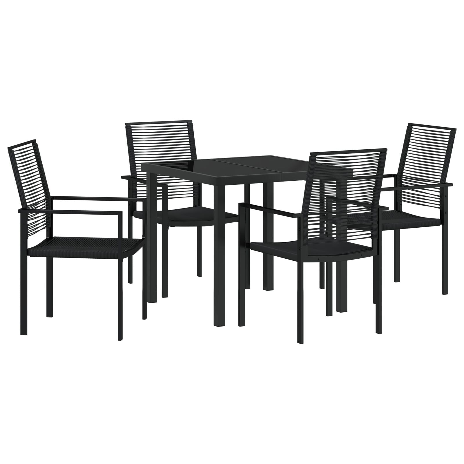 5-Delige Tuin Dining Set Zwart Pvc Riet